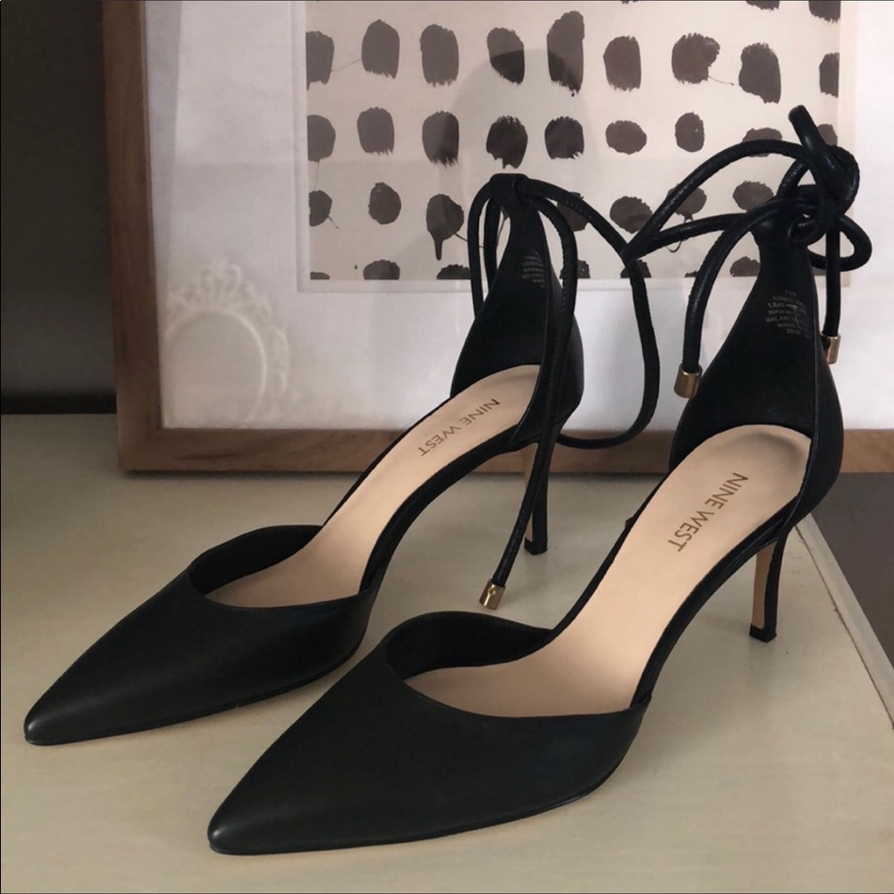 Nine West Black Millenio Ankle-Wrap Pumps 7.5